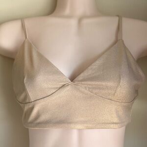by the way. Shiny Bra Crop Tank Top- Cream, XS